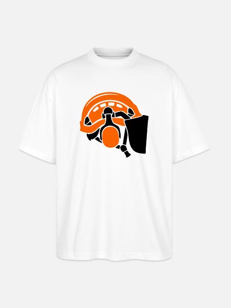 Forsthelm Baumpflege Waldarbeiter Holzfäller - Stanley/Stella Oversized Unisex Bio T-Shirt Blaster 2.0 - Weiß