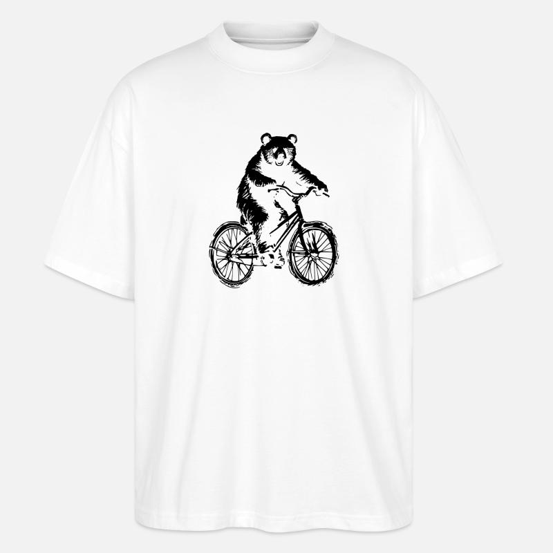 Fahrrad Bär - Stanley/Stella Oversized Unisex Bio T-Shirt Blaster 2.0 - Weiß