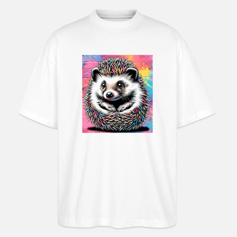 hedgehog - Stanley/Stella Oversized Unisex Organic T-shirt Blaster 2.0 - white