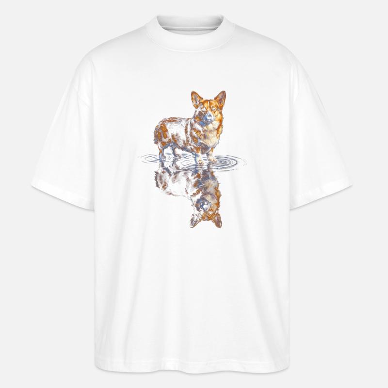 Wasserreflex Corgi - Stanley/Stella Oversized Unisex Bio T-Shirt Blaster 2.0 - Weiß