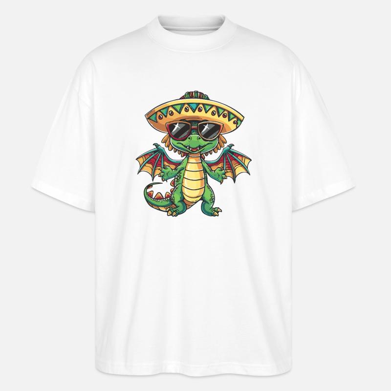 Sombrero Drôle de Dragon - T-shirt bio Blaster 2.0 coupe oversize Stanley/Stella Unisexe - blanc