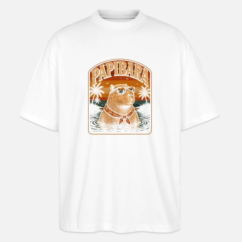Été de surf à Papibara - T-shirt bio Blaster 2.0 coupe oversize Stanley/Stella Unisexe - blanc