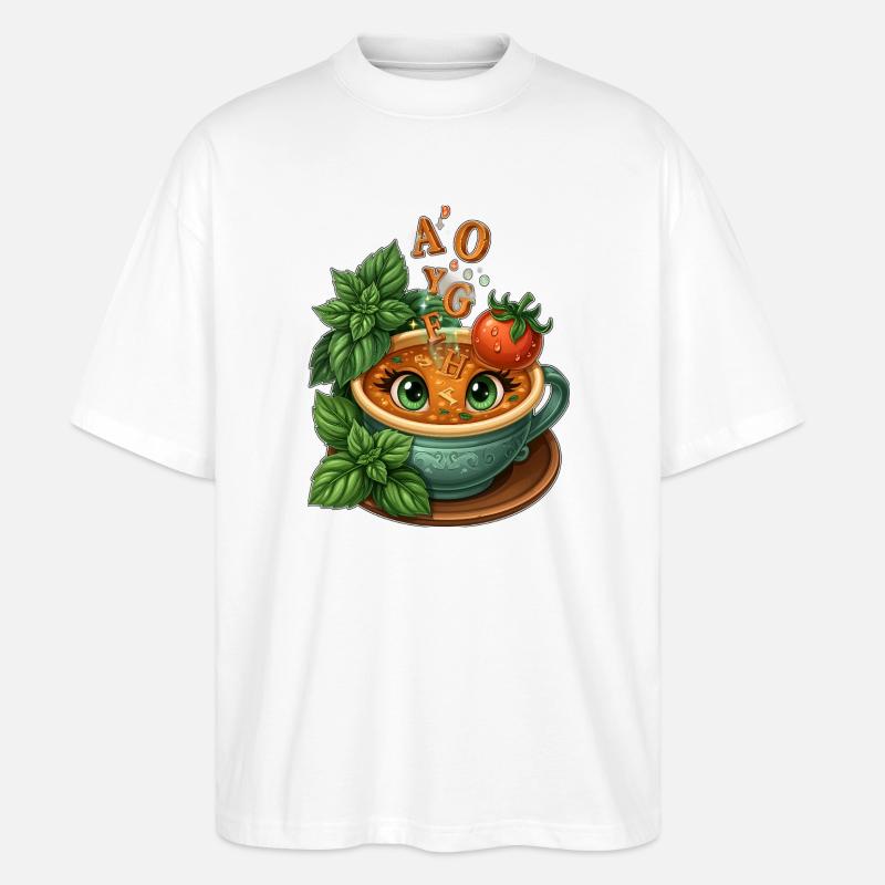 Alphabet Tea Cup with Herbs - Stanley/Stella Oversized Unisex Organic T-shirt Blaster 2.0 - white