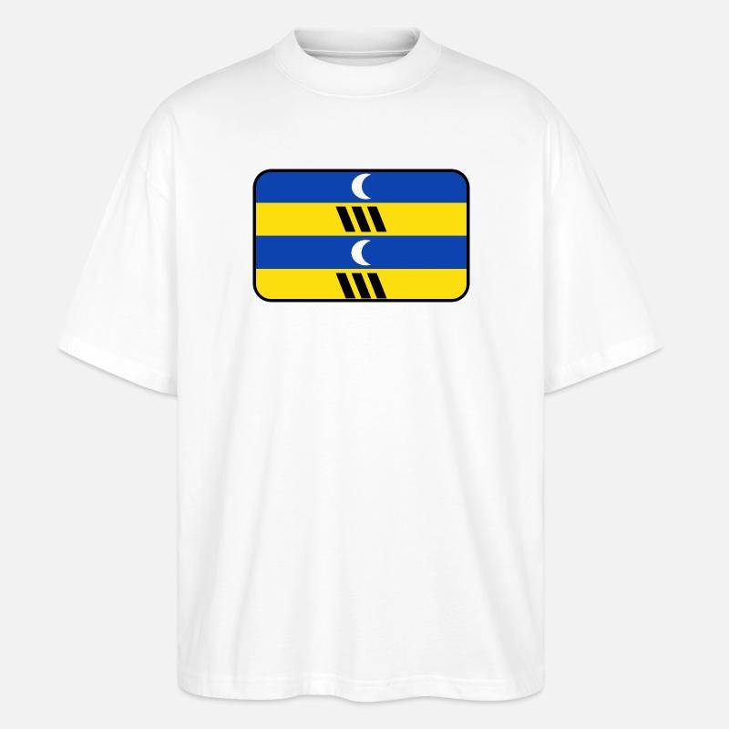 Ameland-Flaggenlogo – Inselkleidung - Stanley/Stella Oversized Unisex Bio T-Shirt Blaster 2.0 - Weiß