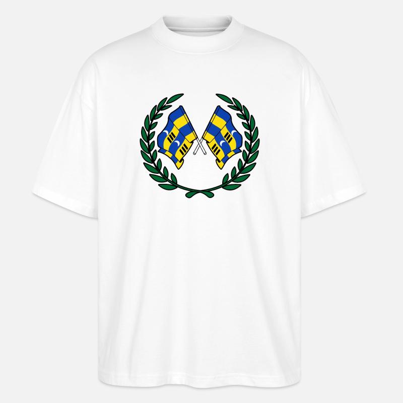 Ameland Laurel Flags – Island Pride - Stanley/Stella Oversized Unisex Organic T-shirt Blaster 2.0 - white