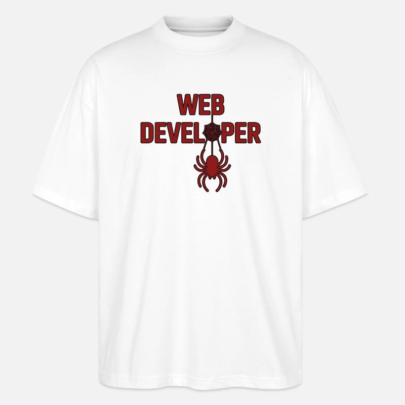 Webentwickler Spinnenlogo Shirt - Stanley/Stella Oversized Unisex Bio T-Shirt Blaster 2.0 - Weiß