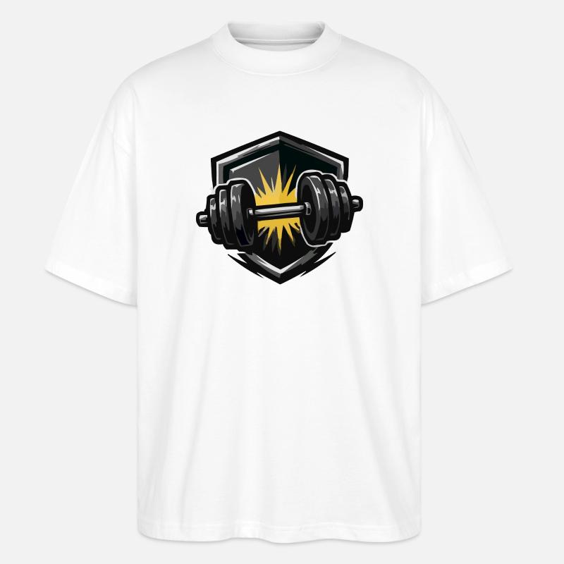 Strength Shield Dumbbell Burst - Stanley/Stella Oversized Unisex Organic T-shirt Blaster 2.0 - white