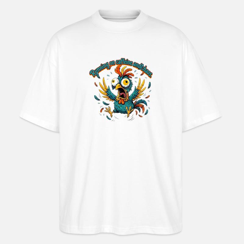Coffee and chaos tap design - Stanley/Stella Oversized Unisex Organic T-shirt Blaster 2.0 - white