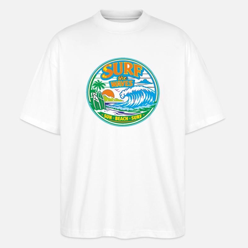 Soleil-Plage-Surf - T-shirt bio Blaster 2.0 coupe oversize Stanley/Stella Unisexe - blanc