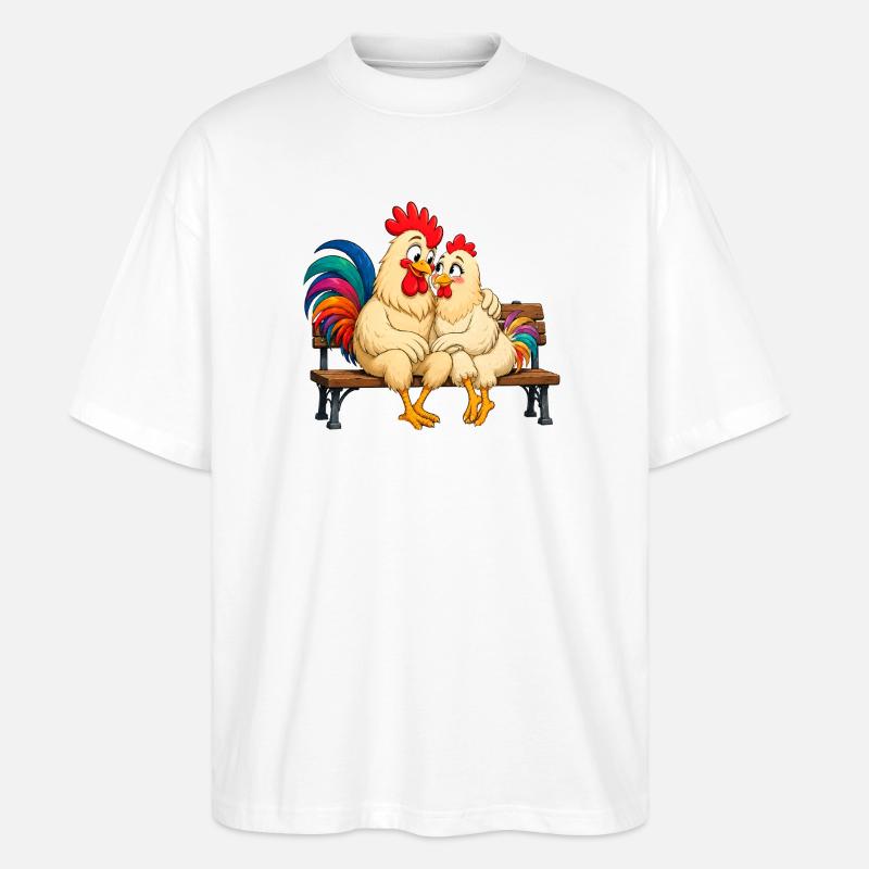 Hahn und Henne - Stanley/Stella Oversized Unisex Bio T-Shirt Blaster 2.0 - Weiß