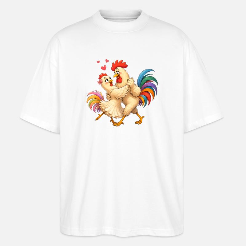 dances with chicken - Stanley/Stella Oversized Unisex Organic T-shirt Blaster 2.0 - white