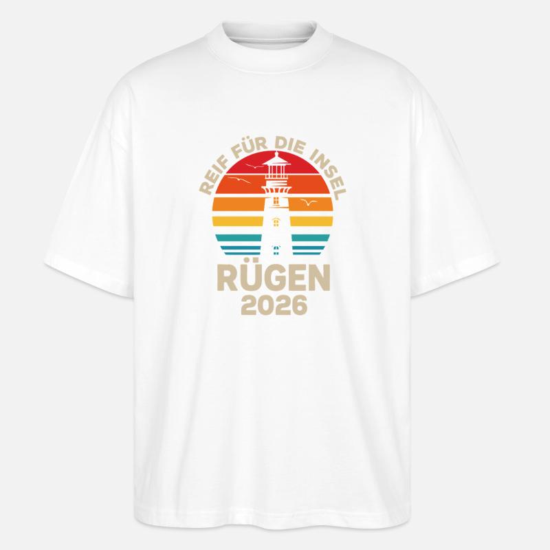 Rügen Insel Retro2026 Leuchtturm - Stanley/Stella Oversized Unisex Bio T-Shirt Blaster 2.0 - Weiß