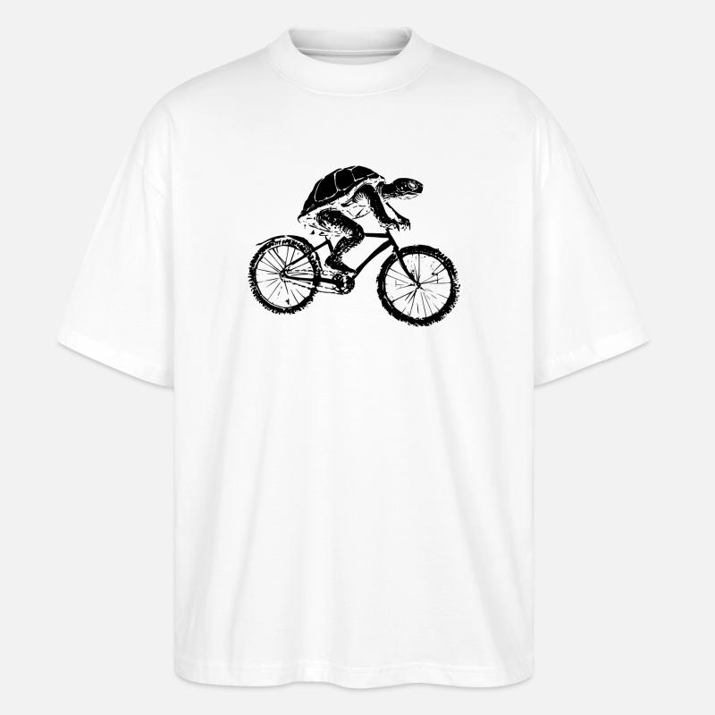 Bicycle Turtle - Stanley/Stella Oversized Unisex Organic T-shirt Blaster 2.0 - white