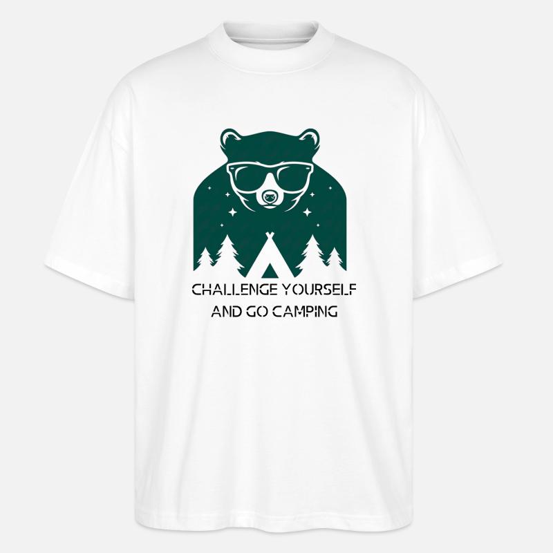 Challenge yourself and go camping - Stanley/Stella Oversized Unisex Organic T-shirt Blaster 2.0 - white
