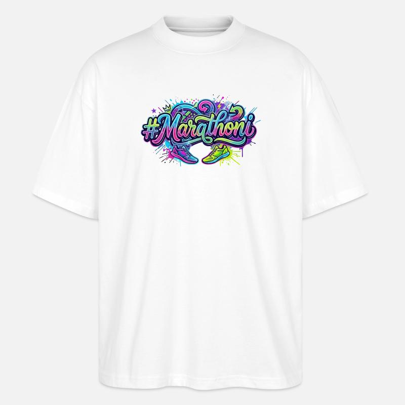 Marathoni Graffiti-Laufschuhe - Stanley/Stella Oversized Unisex Bio T-Shirt Blaster 2.0 - Weiß