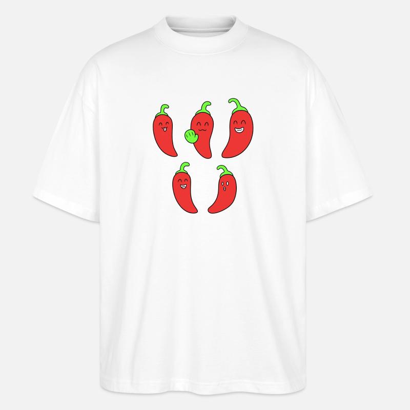 Drôle de tête de chili - T-shirt bio Blaster 2.0 coupe oversize Stanley/Stella Unisexe - blanc
