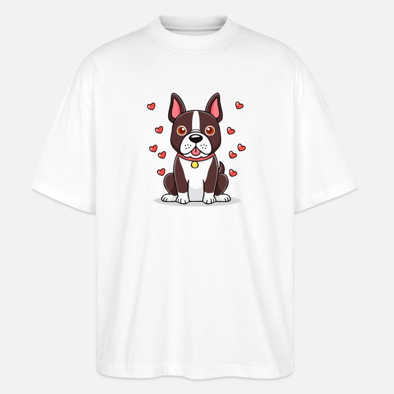 Boston Terrier (comic) - Stanley/Stella Oversized Unisex Organic T-shirt Blaster 2.0 - white