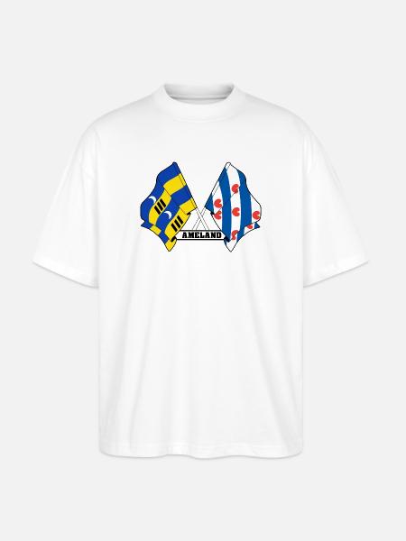 Ameland Friesland Pride – Crossed Flags - Stanley/Stella Oversized Unisex Organic T-shirt Blaster 2.0 - white