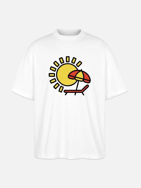 Beach lounger Sun Parasol Summer holiday - Stanley/Stella Oversized Unisex Organic T-shirt Blaster 2.0 - white