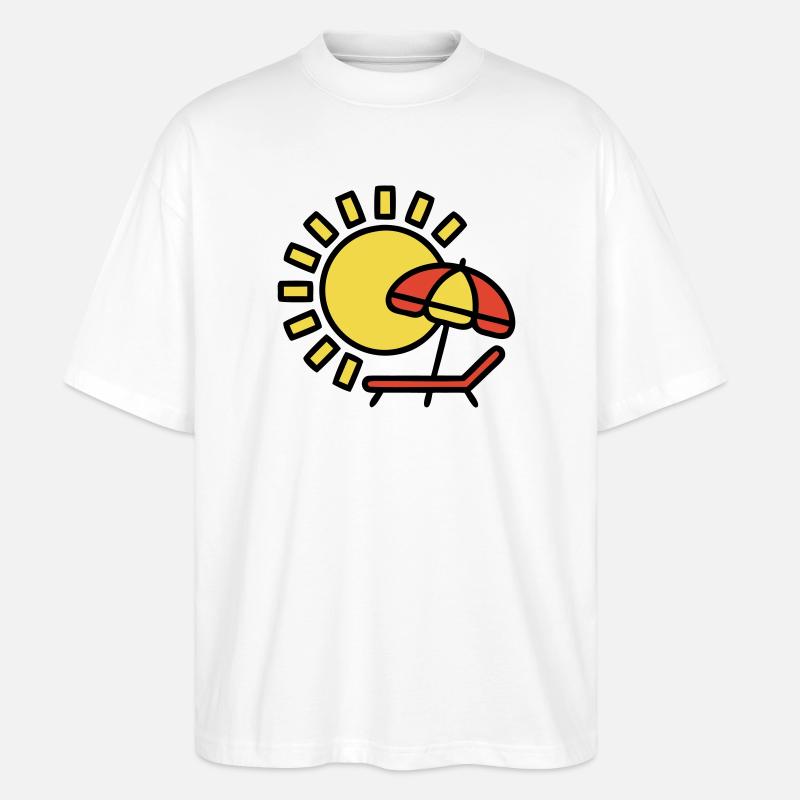 Strandliege Sonne Sonnenschirm Sommerurlaub - Stanley/Stella Oversized Unisex Bio T-Shirt Blaster 2.0 - Weiß