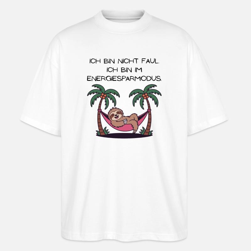 Faultier in Palmen-Hängematte - Stanley/Stella Oversized Unisex Bio T-Shirt Blaster 2.0 - Weiß