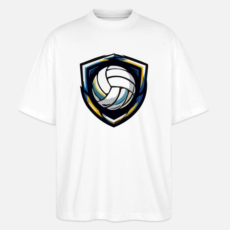 Emblème du bouclier de volley-ball - T-shirt bio Blaster 2.0 coupe oversize Stanley/Stella Unisexe - blanc