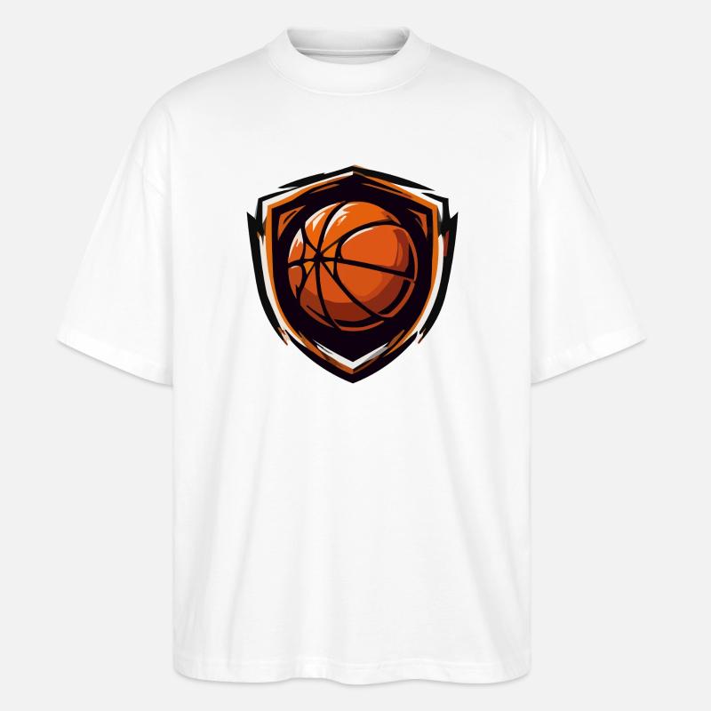 Basketball Shield Emblem Orange - Stanley/Stella Oversized Unisex Bio T-Shirt Blaster 2.0 - Weiß