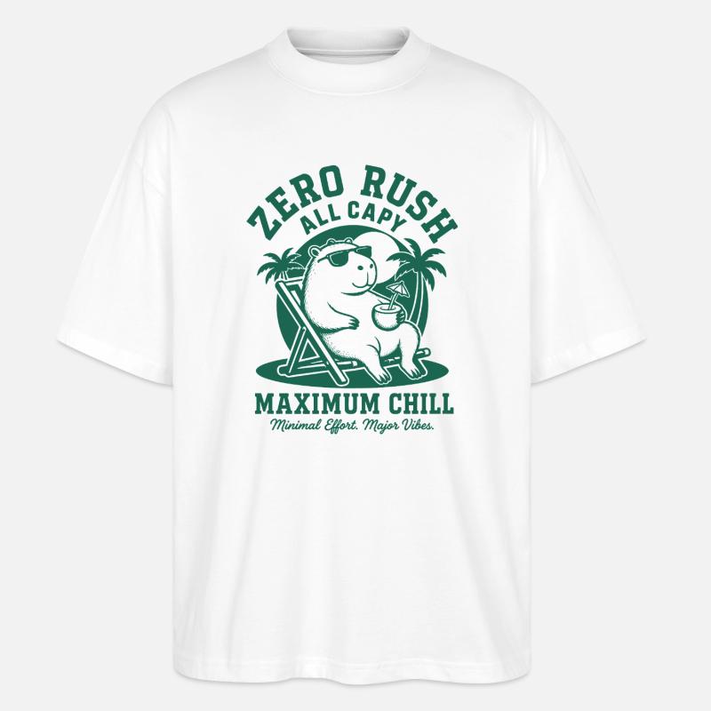 Zero Rush Capybara Chill - Stanley/Stella Oversized Unisex Organic T-shirt Blaster 2.0 - white