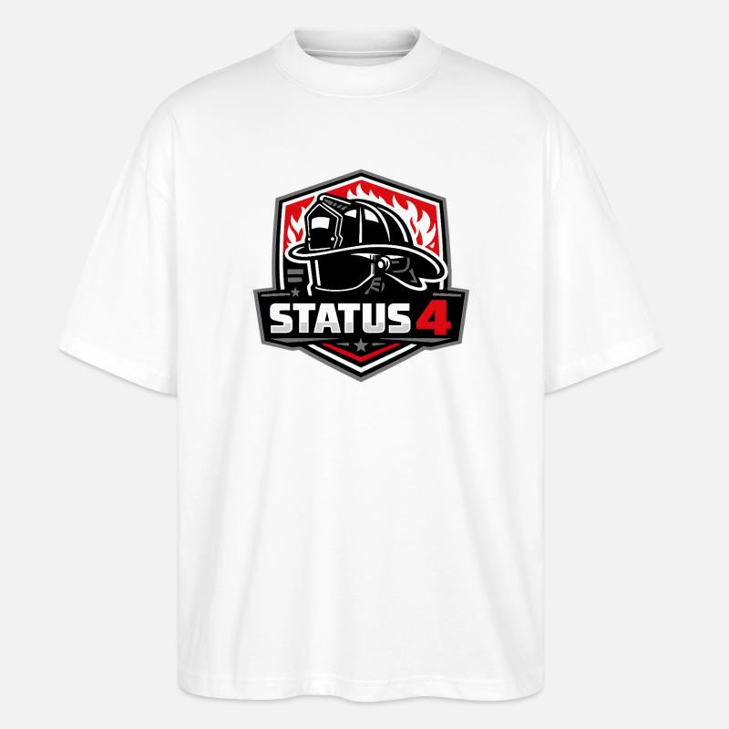 Status4 Fire Brigade Protection Logo - Stanley/Stella Oversized Unisex Organic T-shirt Blaster 2.0 - white