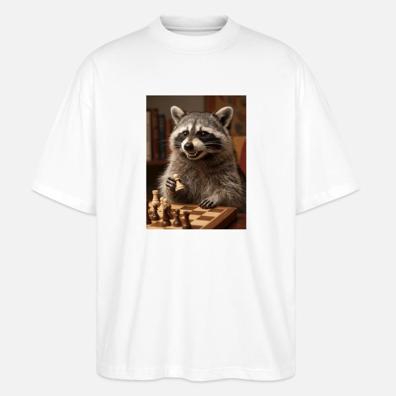 Waschbär spielt Schach - Stanley/Stella Oversized Unisex Bio T-Shirt Blaster 2.0 - Weiß