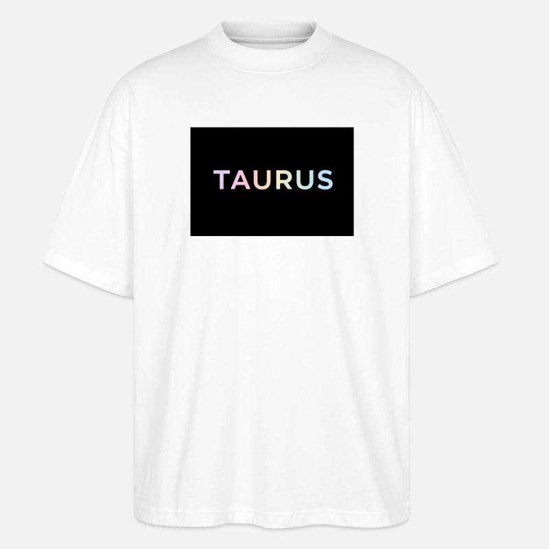 Taurus Gradient Typography - Stanley/Stella Oversized Unisex Organic T-shirt Blaster 2.0 - white