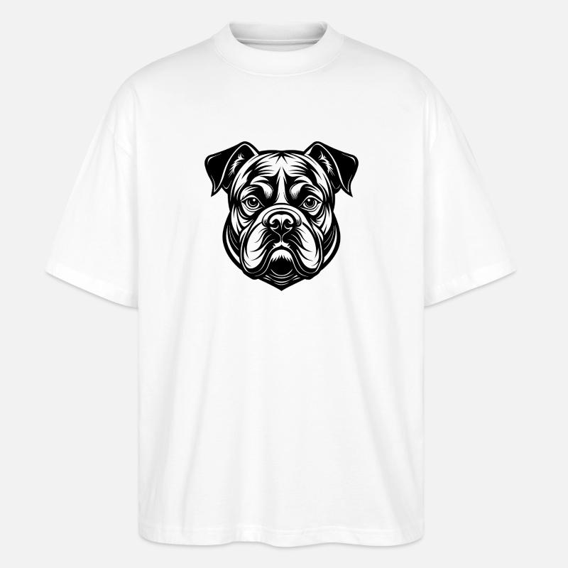 Englischer Bulldogge - Stanley/Stella Oversized Unisex Bio T-Shirt Blaster 2.0 - Weiß