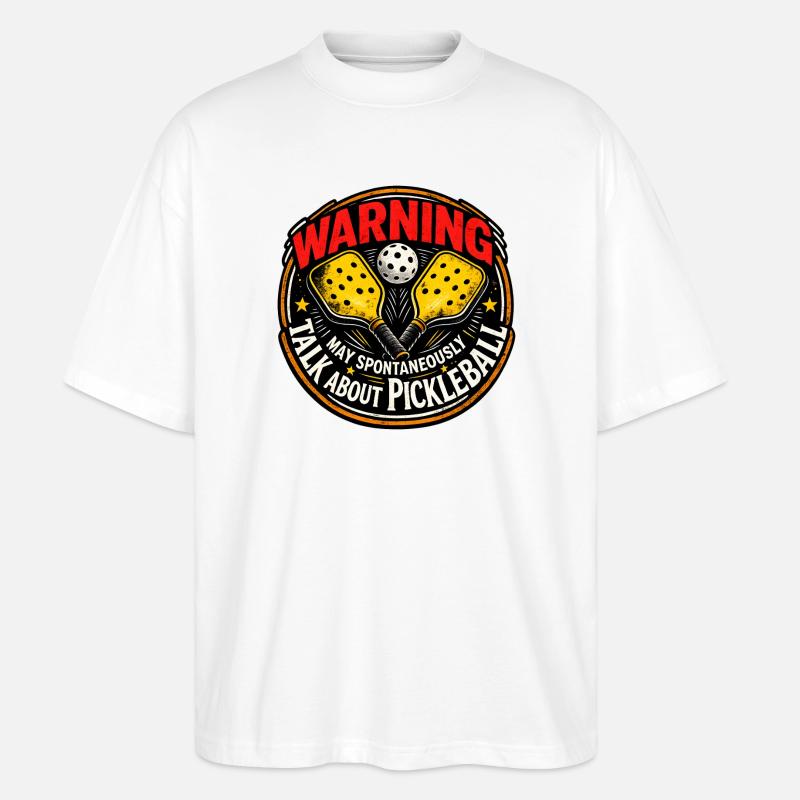 Warnung Pickleball Badge - Stanley/Stella Oversized Unisex Bio T-Shirt Blaster 2.0 - Weiß