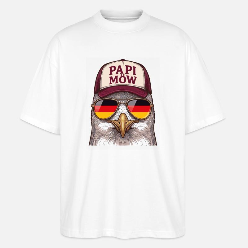 Papi Mow Heldenhuhn - Stanley/Stella Oversized Unisex Bio T-Shirt Blaster 2.0 - Weiß