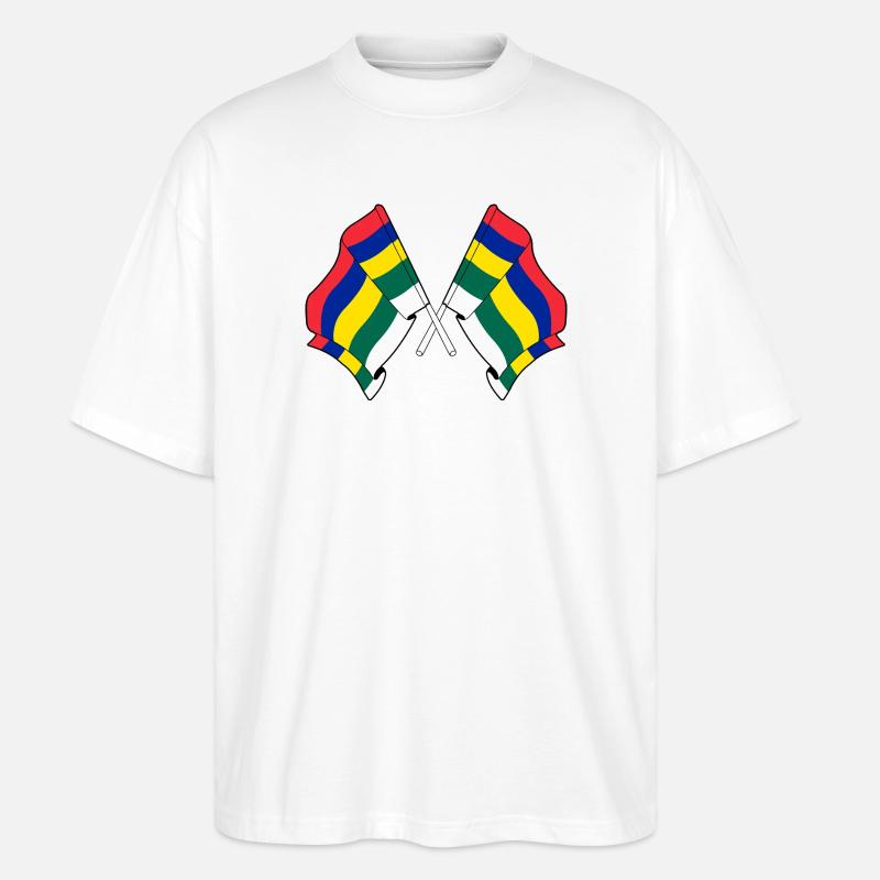 Crossed Terschelling Flags – Island Pride - Stanley/Stella Oversized Unisex Organic T-shirt Blaster 2.0 - white