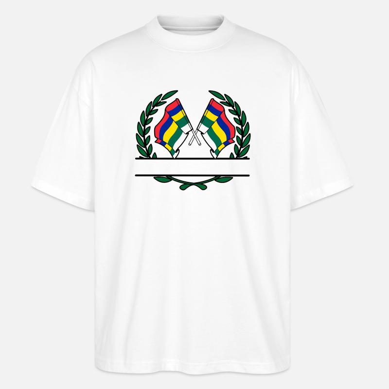 Terschelling Laurel Flags – Island Pride - Stanley/Stella Oversized Unisex Organic T-shirt Blaster 2.0 - white