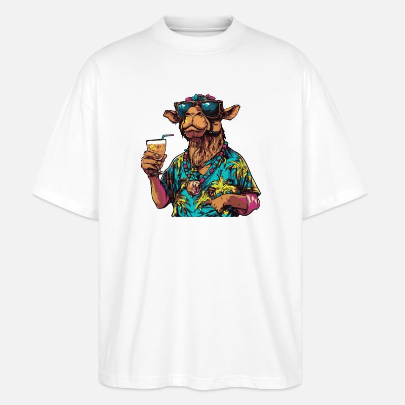 Kamel Comic Sommer - Stanley/Stella Oversized Unisex Bio T-Shirt Blaster 2.0 - Weiß