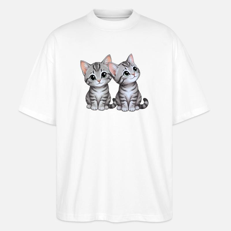 Frères et sœurs chatons - T-shirt bio Blaster 2.0 coupe oversize Stanley/Stella Unisexe - blanc