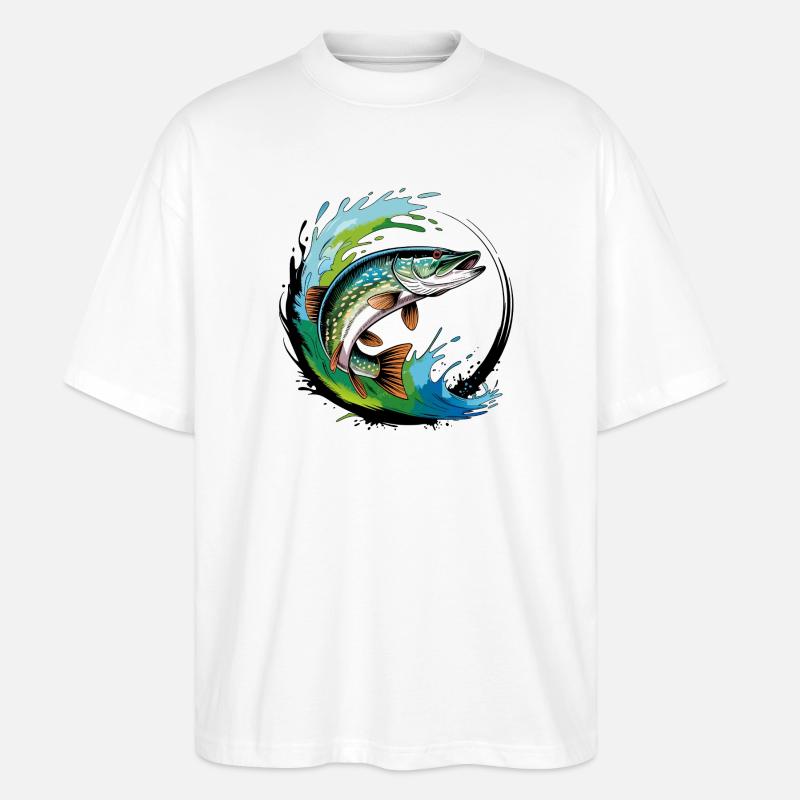 Hecht angeln - Stanley/Stella Oversized Unisex Bio T-Shirt Blaster 2.0 - Weiß