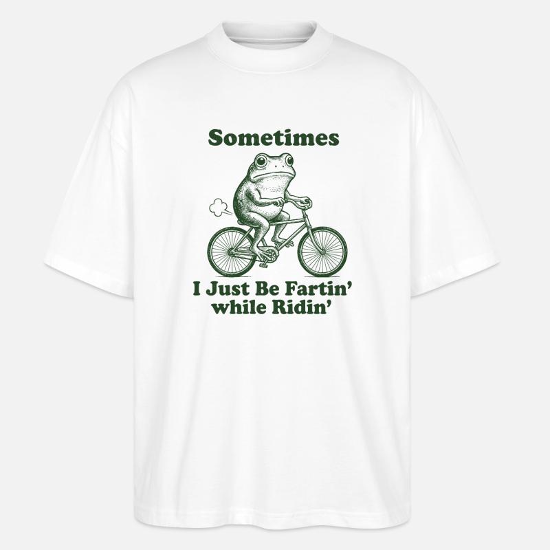 Frosch Radfahrer Spruch Shirt - Stanley/Stella Oversized Unisex Bio T-Shirt Blaster 2.0 - Weiß