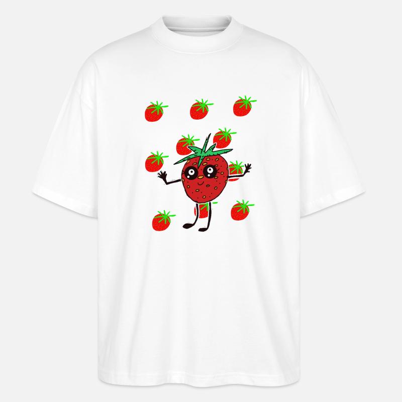 Lustige Erdbeere Erdbeeren Kinder  - Stanley/Stella Oversized Unisex Bio T-Shirt Blaster 2.0 - Weiß