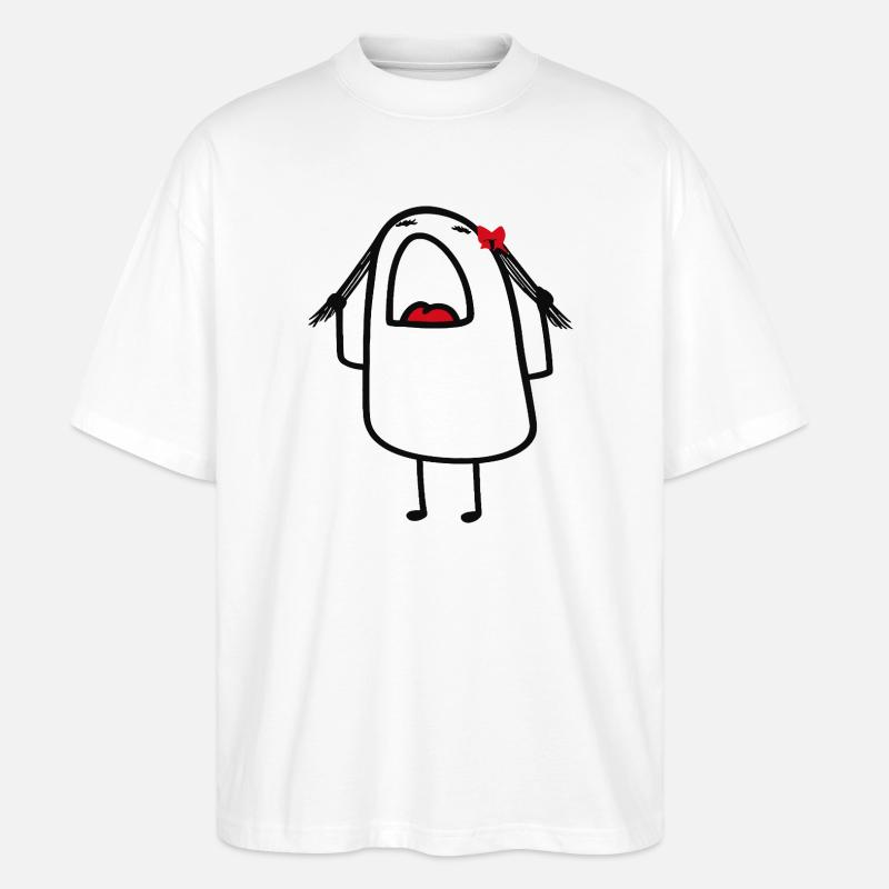 Red Bow Backpack Buddy - Stanley/Stella Oversized Unisex Organic T-shirt Blaster 2.0 - white