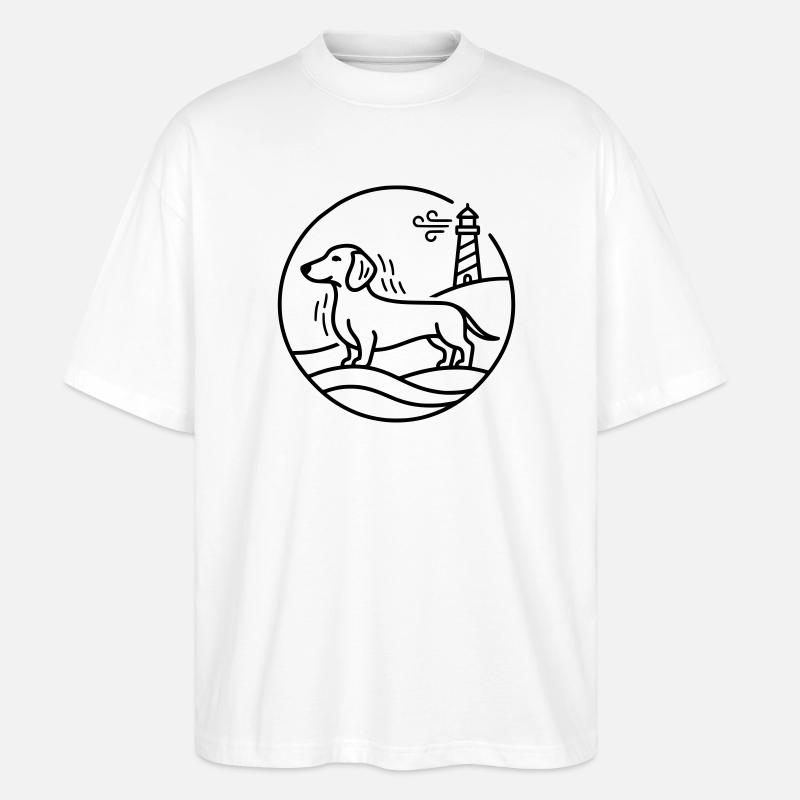 Dackel an de See  - Stanley/Stella Oversized Unisex Bio T-Shirt Blaster 2.0 - Weiß