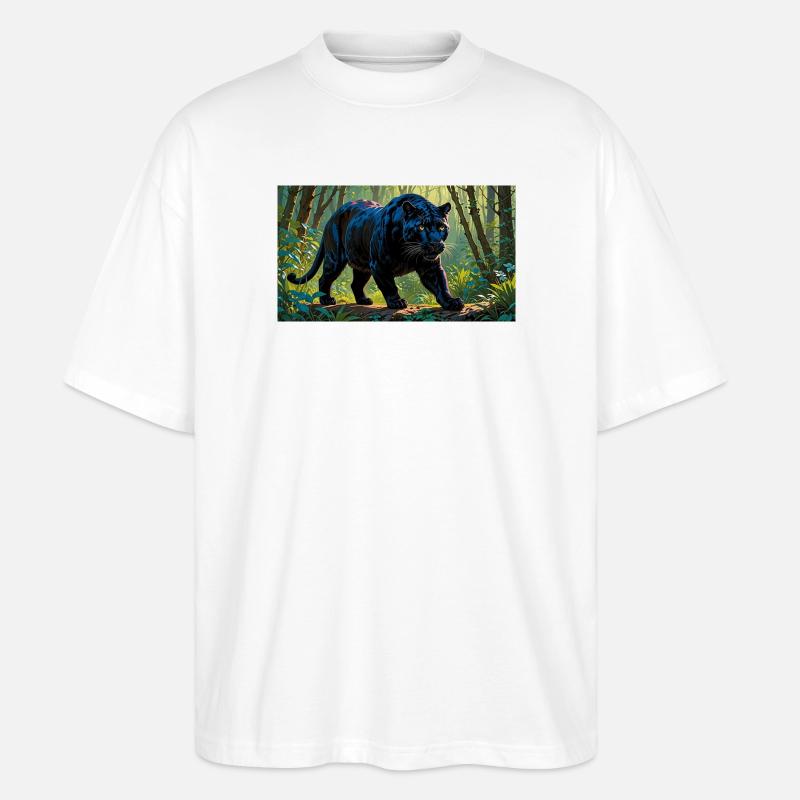 Panthère noire - T-shirt bio Blaster 2.0 coupe oversize Stanley/Stella Unisexe - blanc