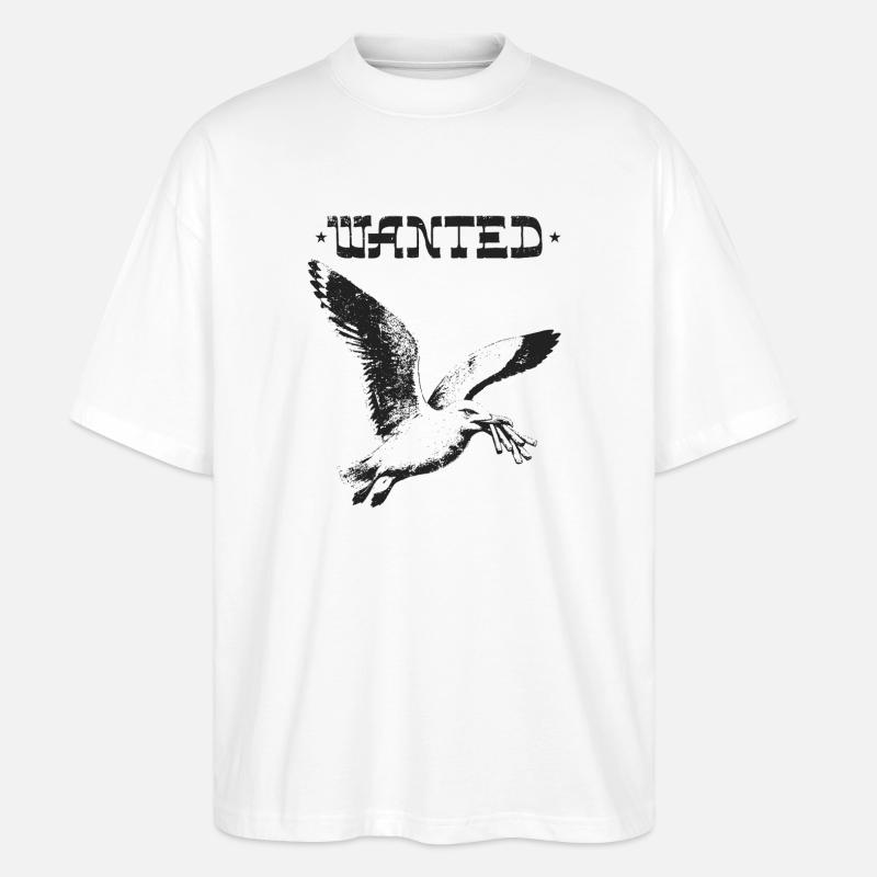 Wanted - Diebische Möwe - Stanley/Stella Oversized Unisex Bio T-Shirt Blaster 2.0 - Weiß