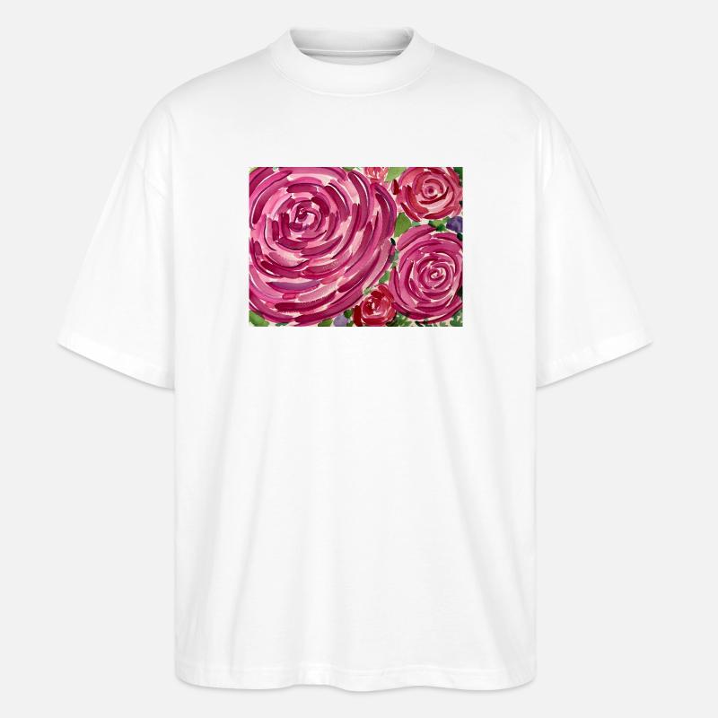 Aquarelle rose - T-shirt bio Blaster 2.0 coupe oversize Stanley/Stella Unisexe - blanc