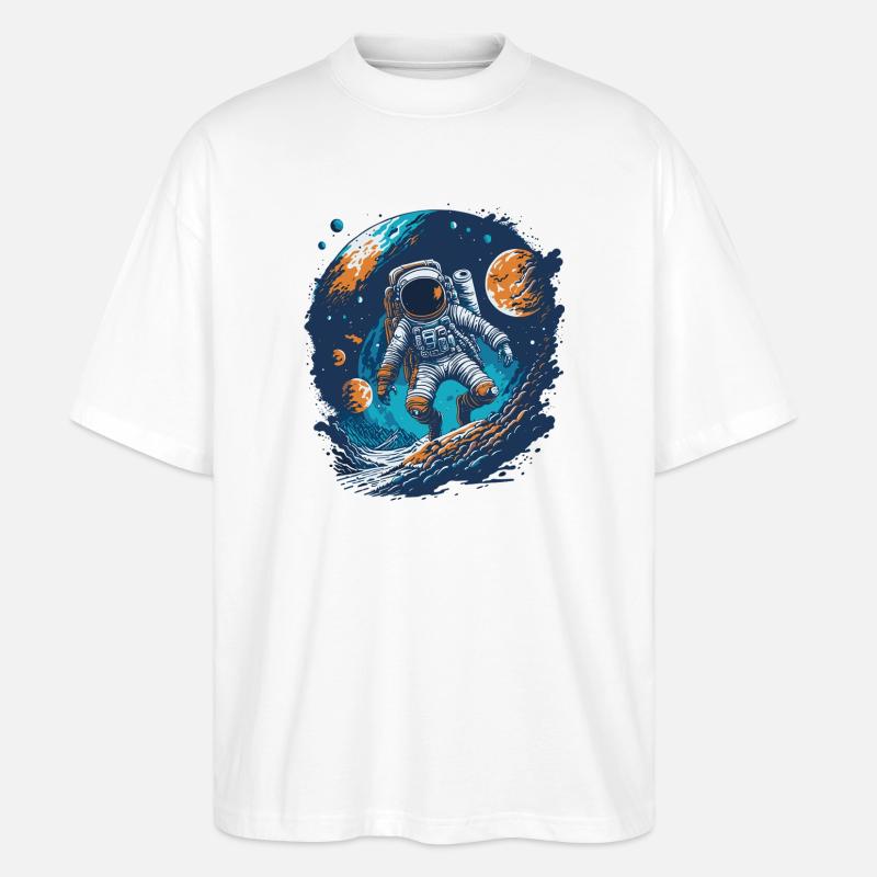 Astronaute dans l’espace - T-shirt bio Blaster 2.0 coupe oversize Stanley/Stella Unisexe - blanc
