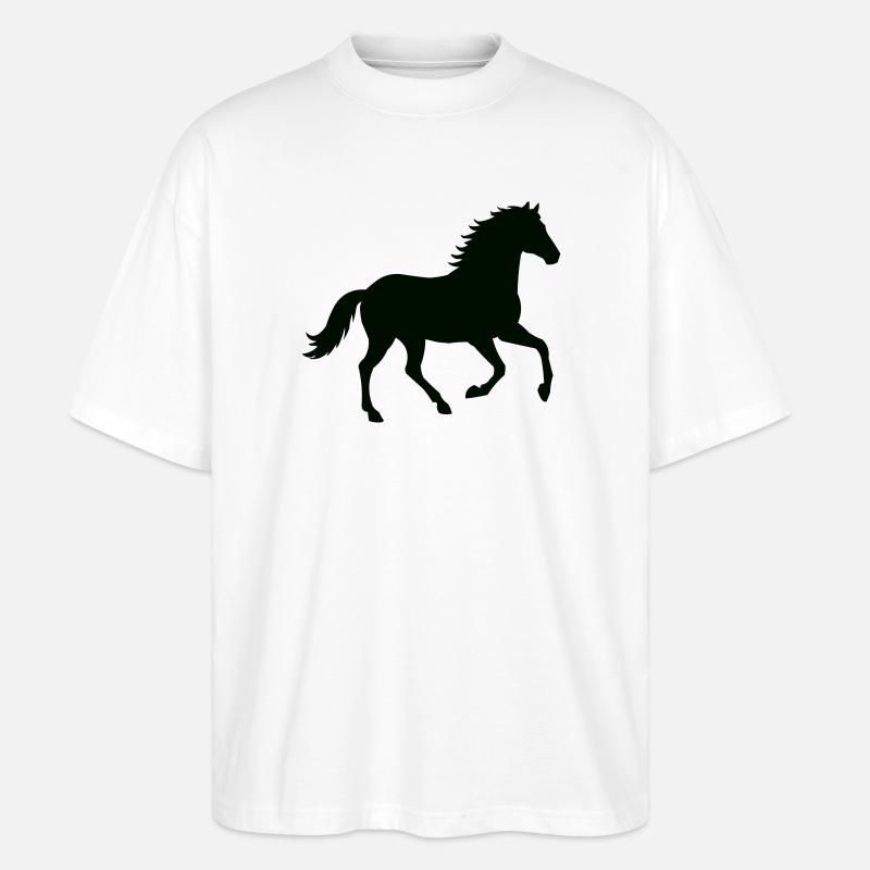 Silhouette de cheval au galop - T-shirt bio Blaster 2.0 coupe oversize Stanley/Stella Unisexe - blanc