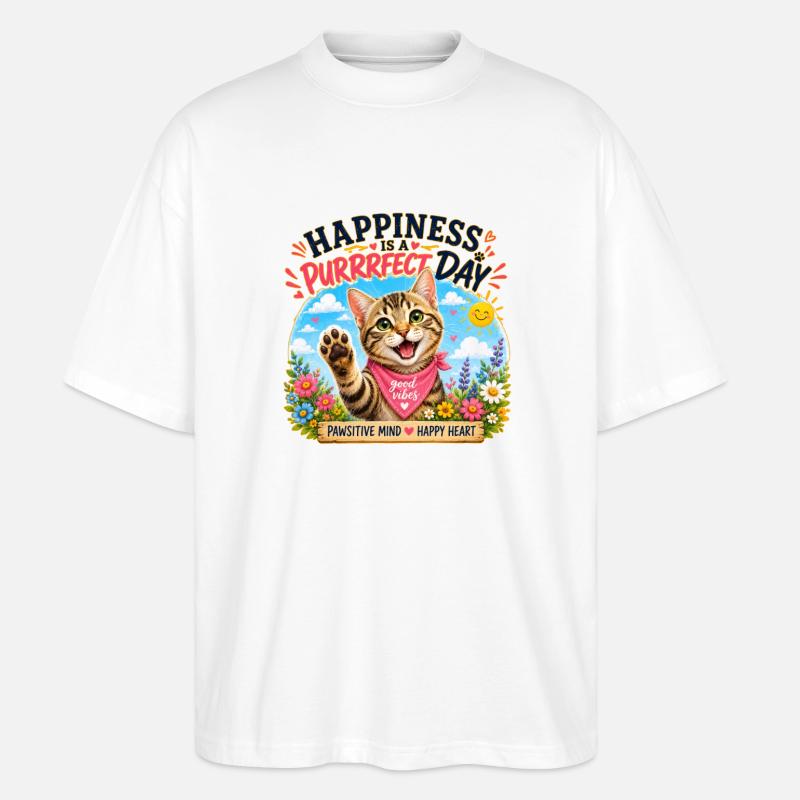 Journée de ronrons parfaite - T-shirt bio Blaster 2.0 coupe oversize Stanley/Stella Unisexe - blanc