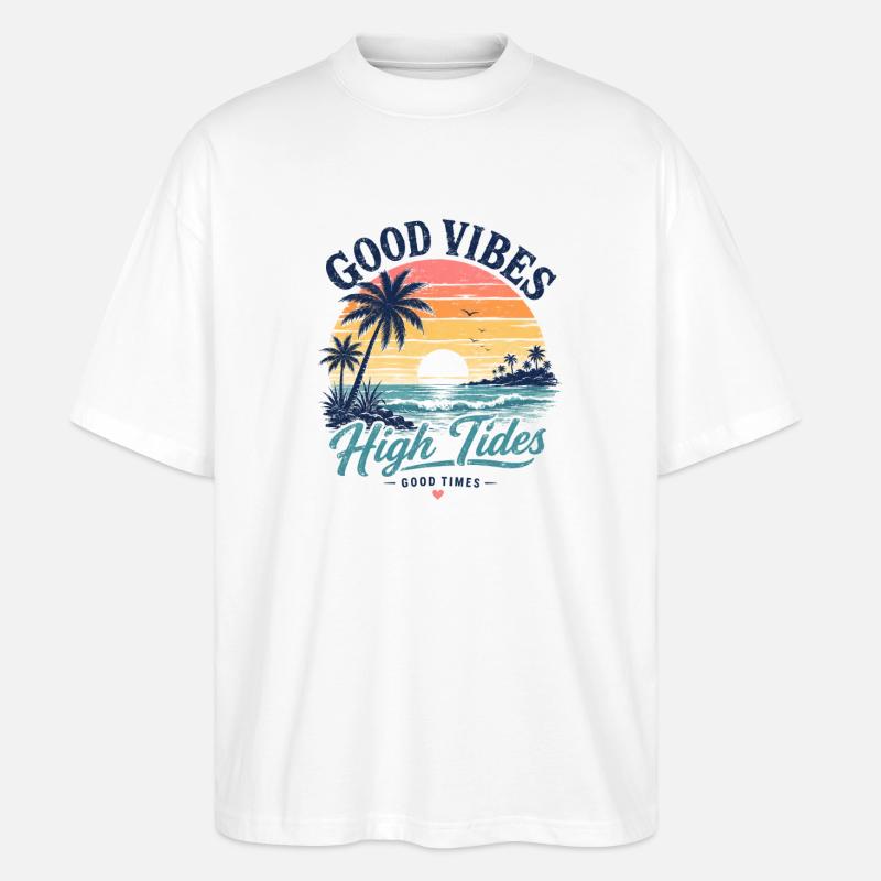 Vibes High Tides Sunset - Stanley/Stella Oversized Unisex Organic T-shirt Blaster 2.0 - white